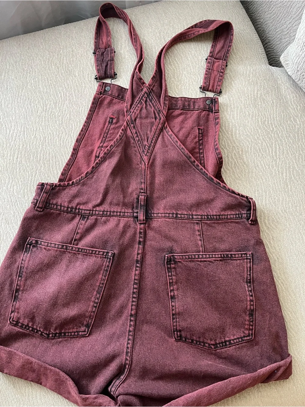 We The Free Maroon Short Denim Overalls - Picture 9 of 9